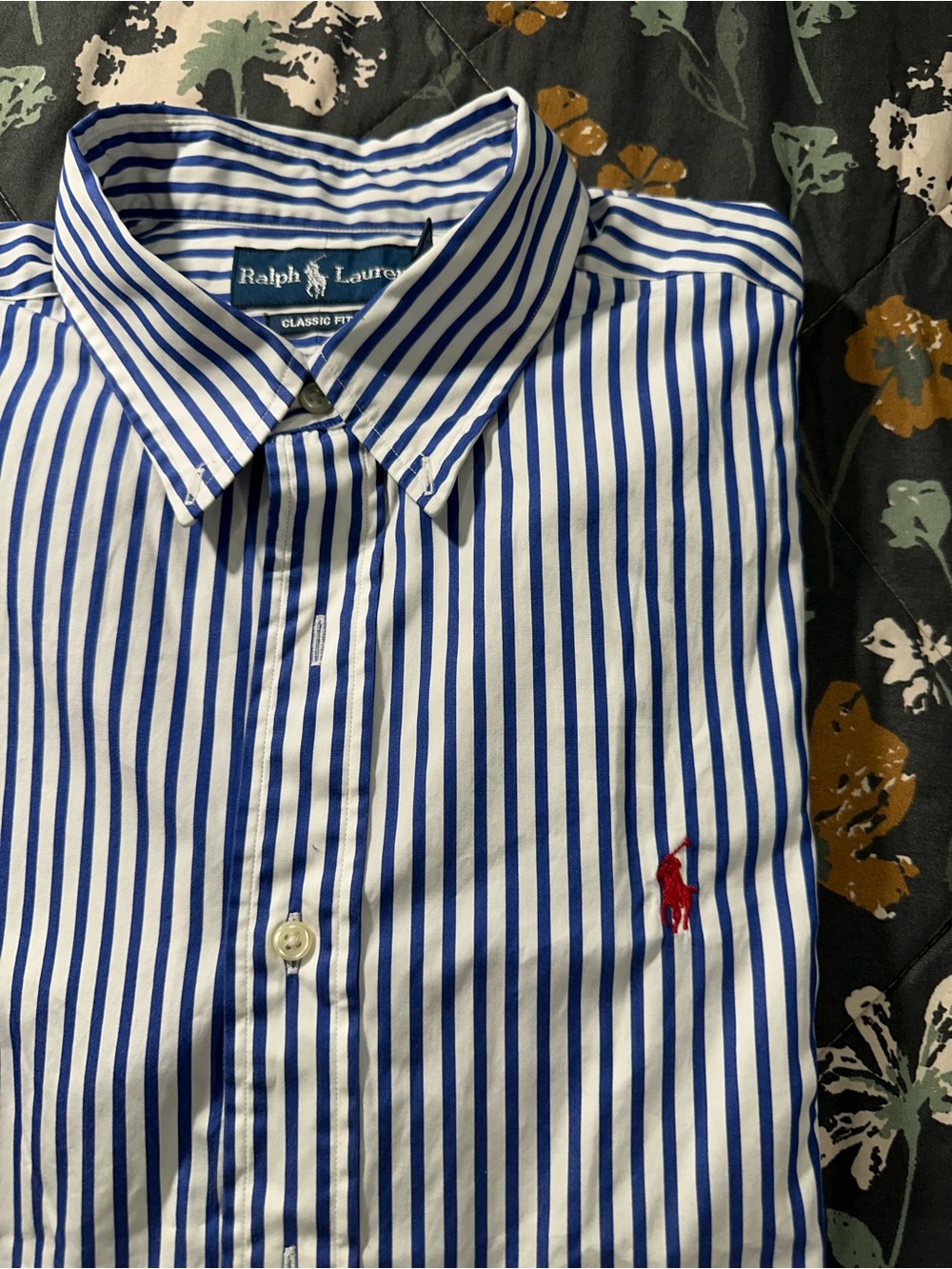 Ralph Lauren Classic Fit Blue & White Striped Men's Dress Shirt size XL